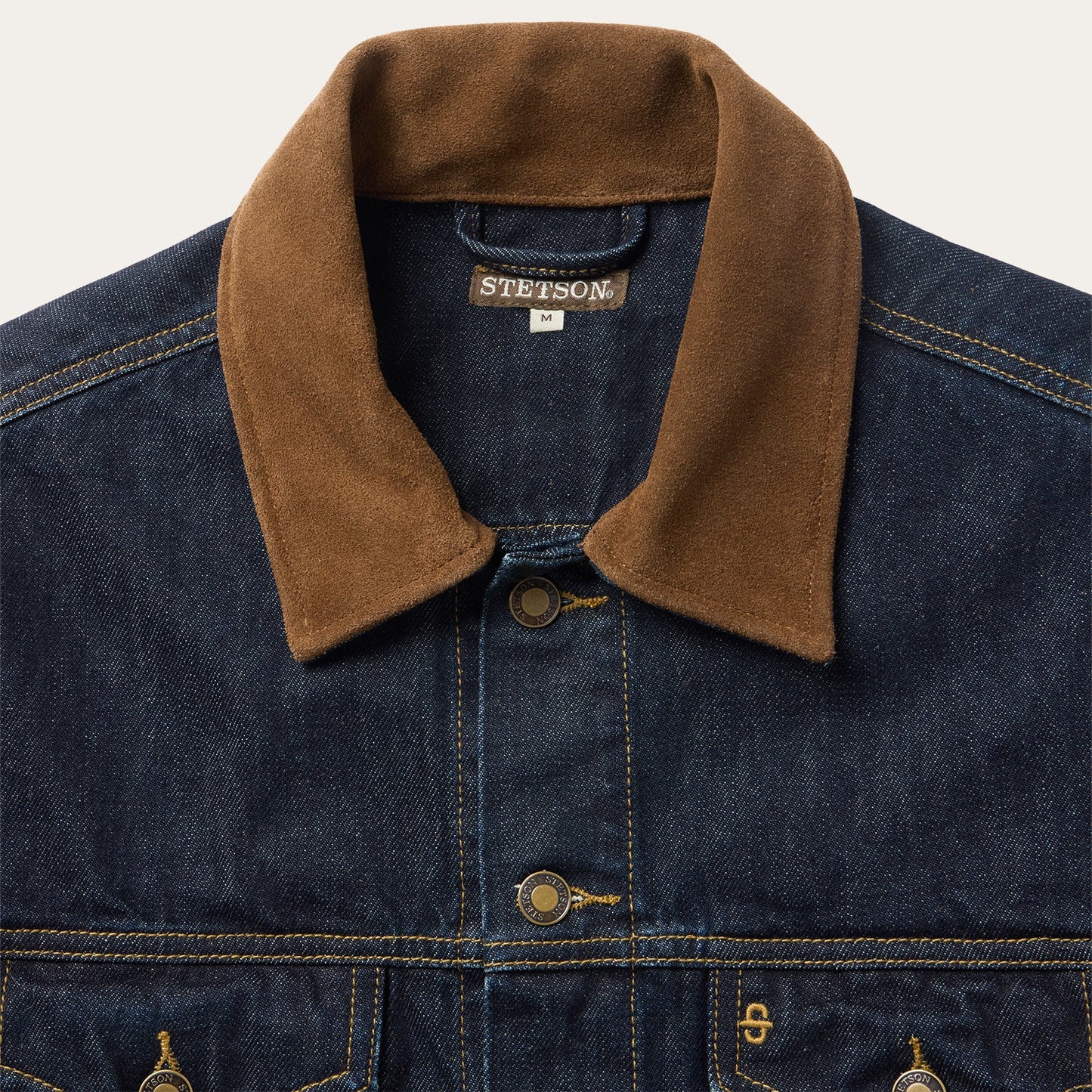 Suede Collar Raw Denim Jacket