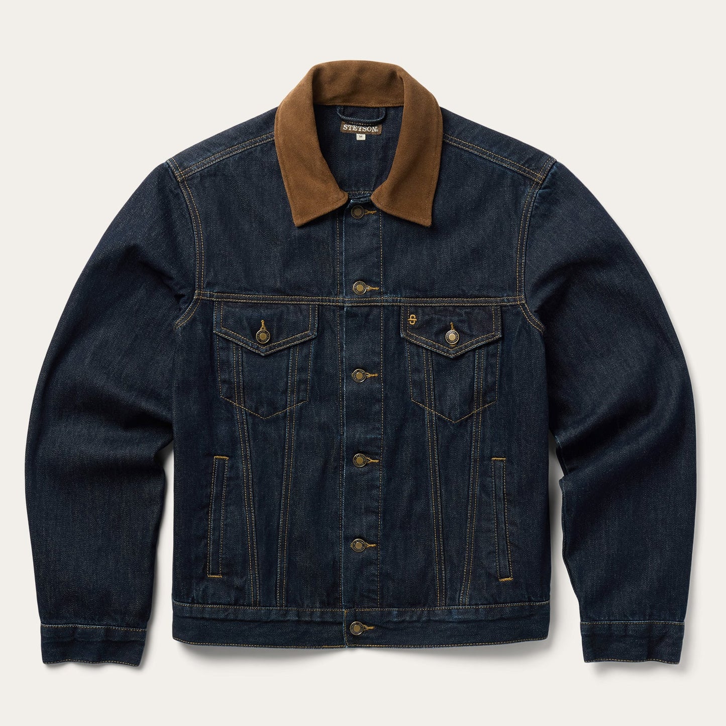 Suede Collar Raw Denim Jacket