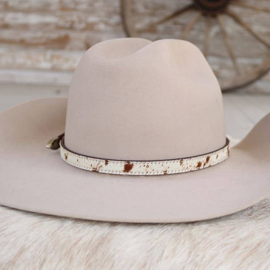 Cowhide Hat Band with Silver Buckle - Branson: Cowhide Hat Band with Silver Buckle - Branson