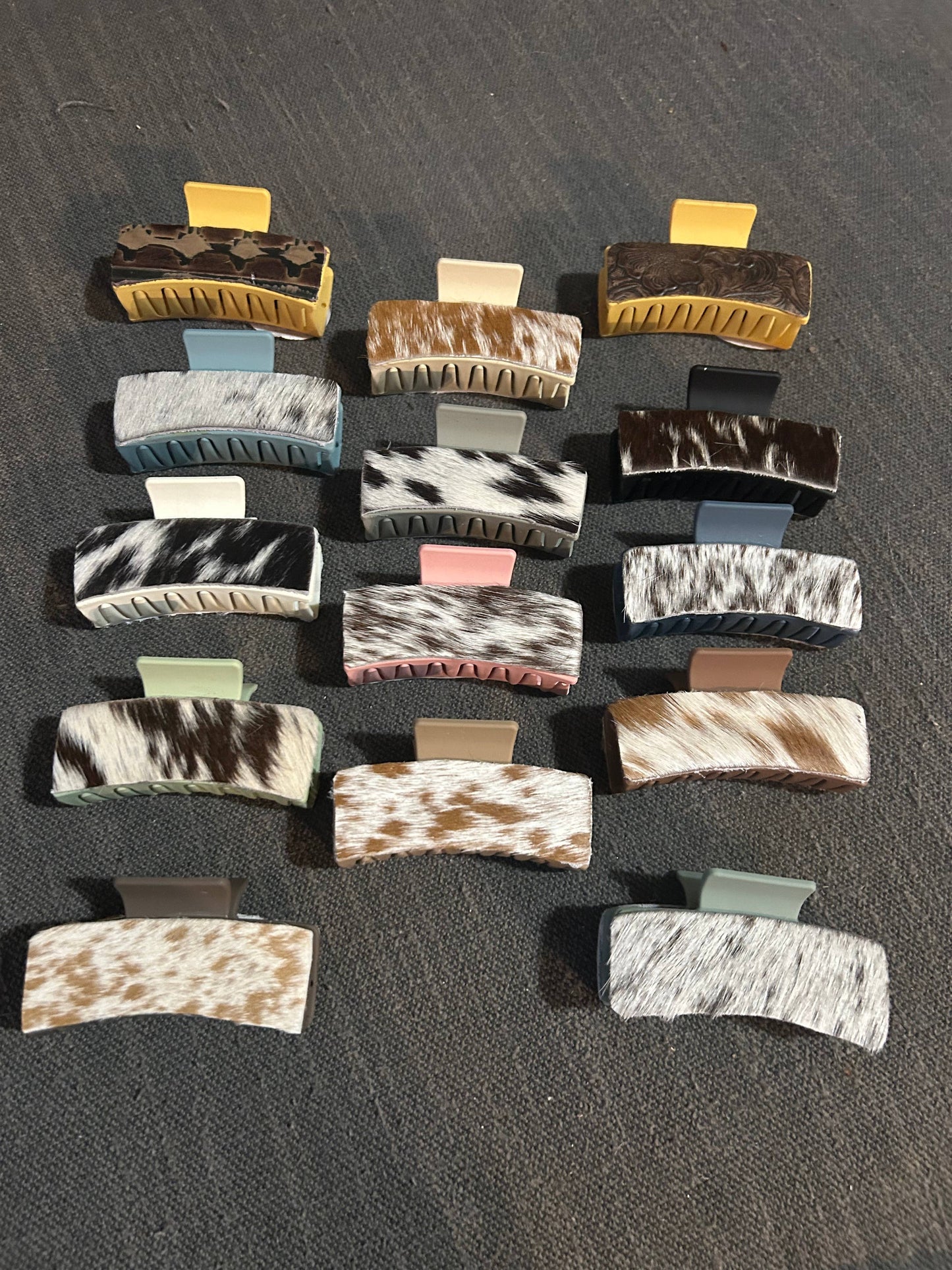Western Cowhide Leather Hairclips: Medium
