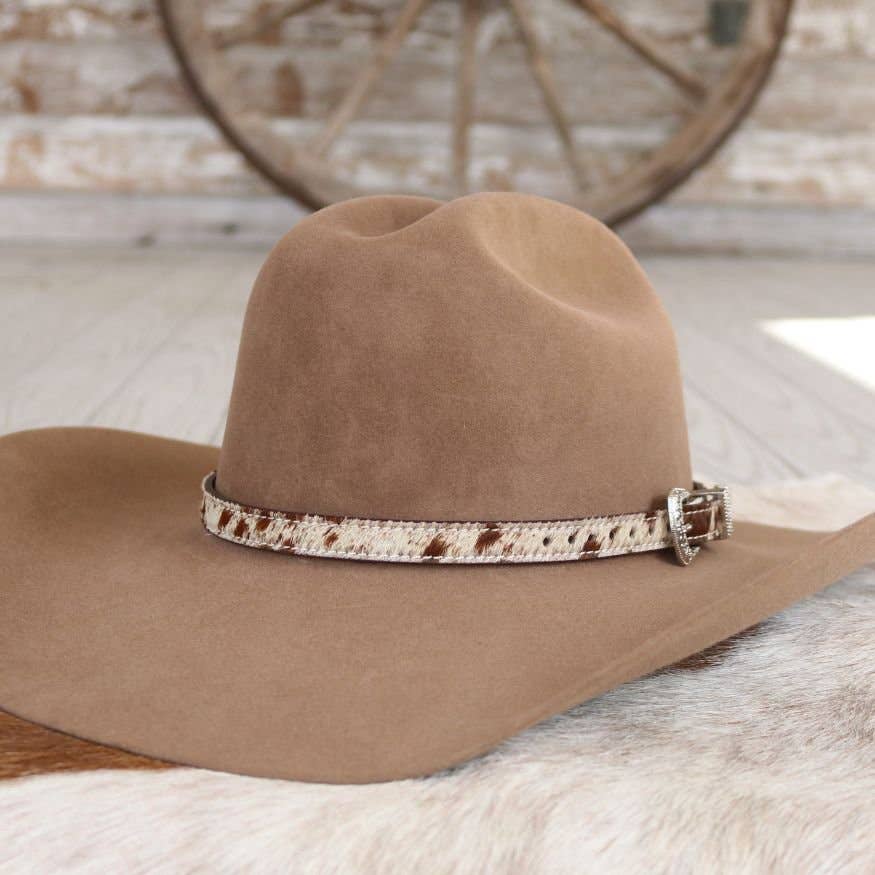 Cowhide Hat Band with Silver Buckle - Branson: Cowhide Hat Band with Silver Buckle - Branson