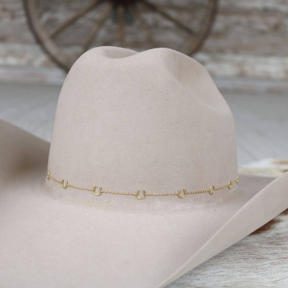 14K Gold Plated Horseshoe Chain Hat Band