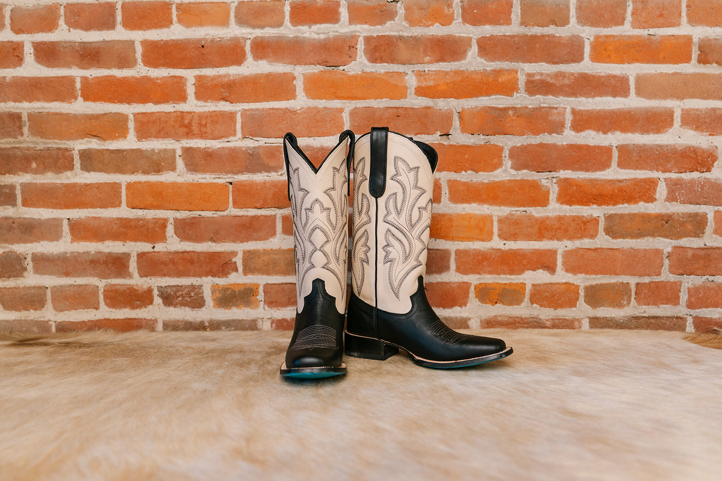 Classic Square Boot - Black and Ivory