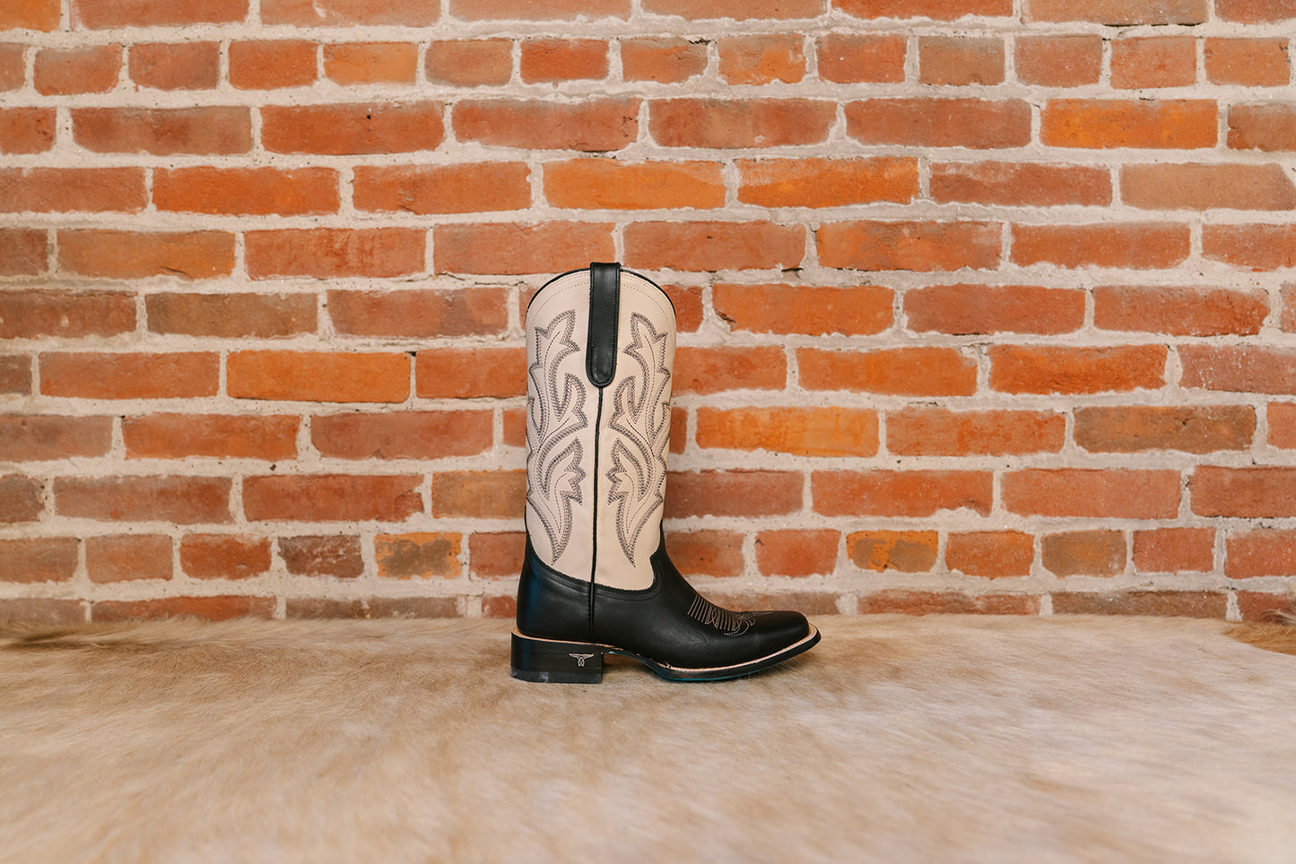 Classic Square Boot - Black and Ivory
