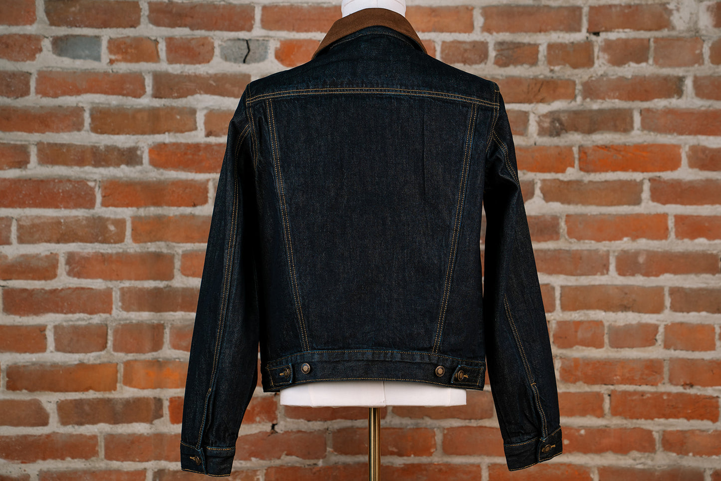 Suede Collar Raw Denim Jacket