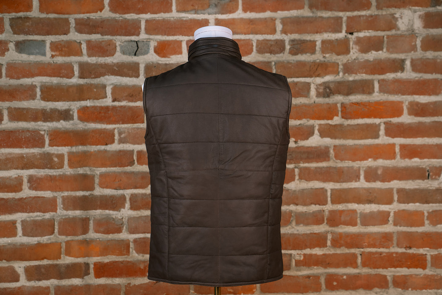 Leather puffy vest