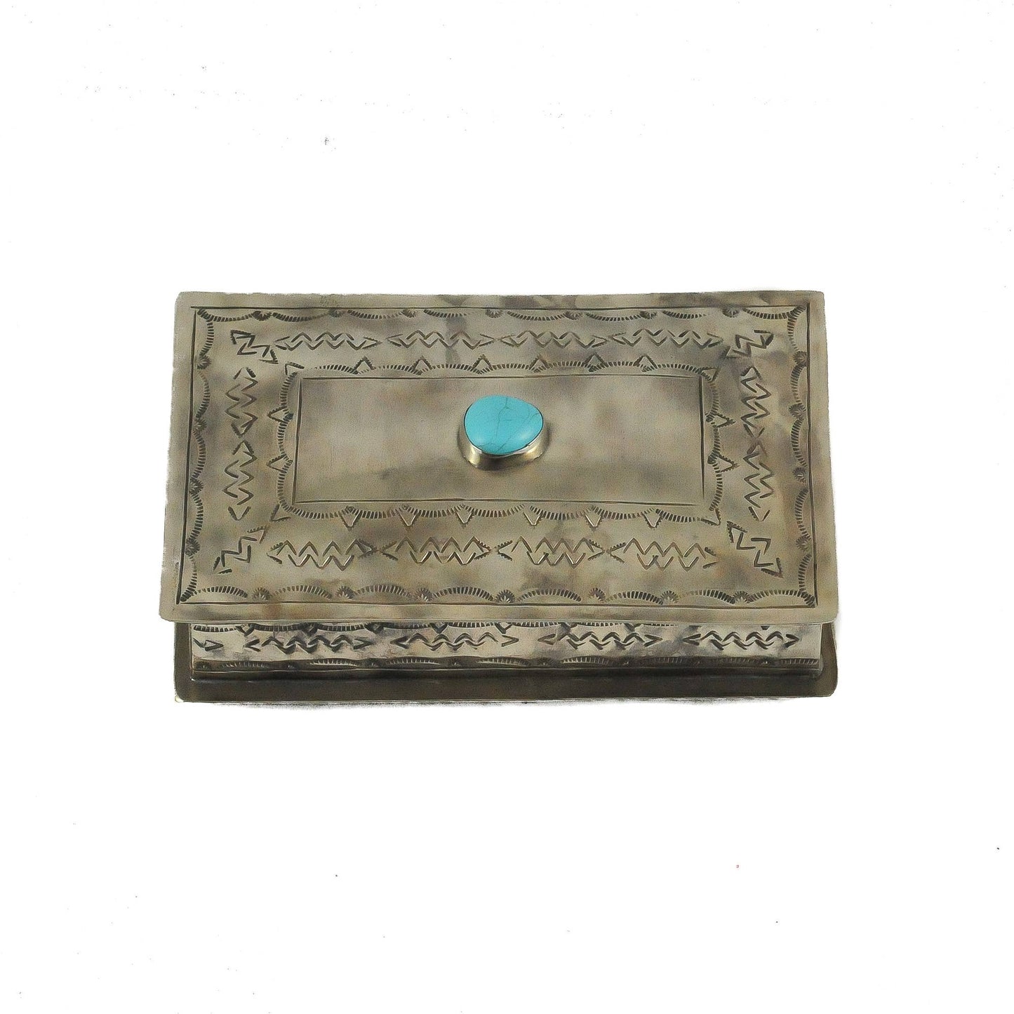 Silver Box-  Rectangular Box with Turquoise