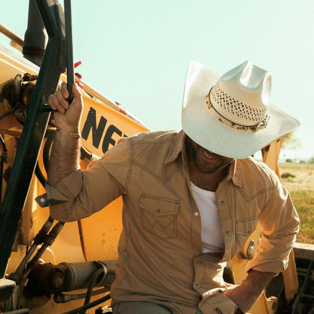 Cowhide Hat Band with Silver Buckle - Branson: Cowhide Hat Band with Silver Buckle - Branson