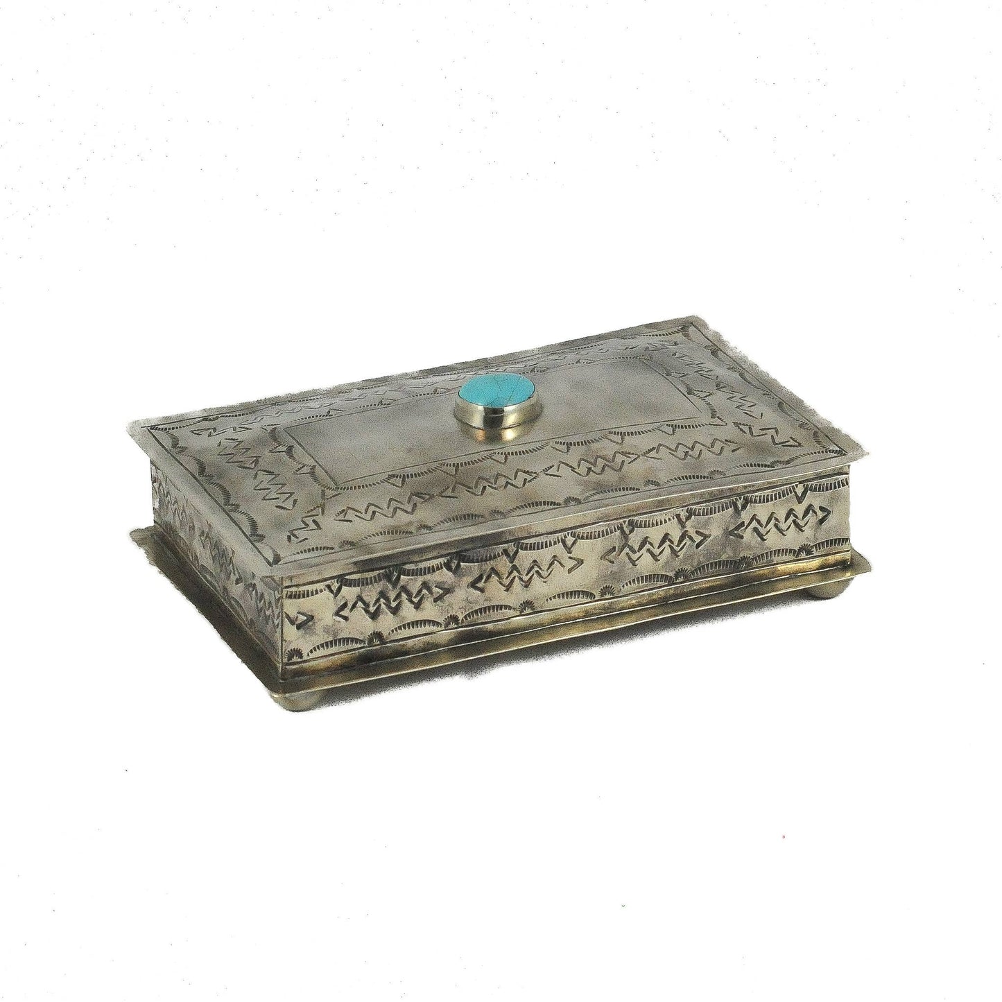 Silver Box-  Rectangular Box with Turquoise